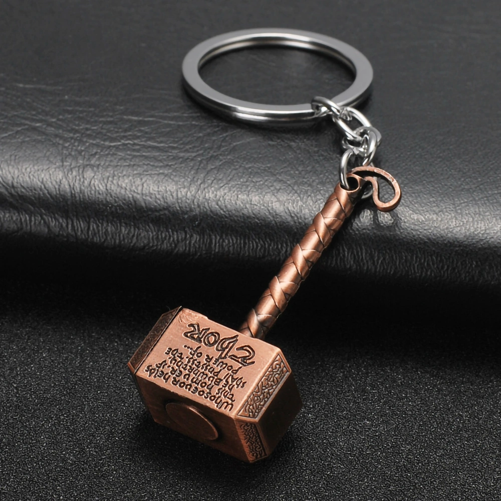 Keychain Portable Fashion Mini Zinc Alloy Wear Resistant Thor's Hammer Keychain GiftRed Copper