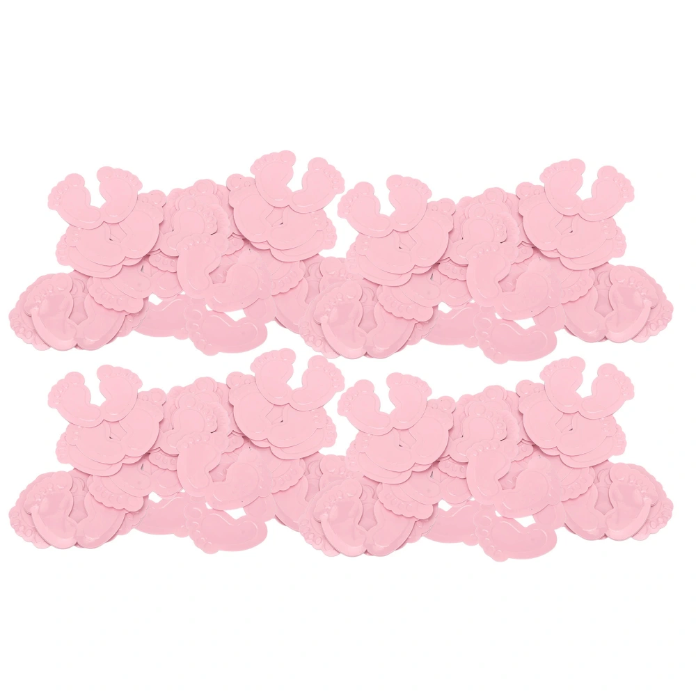 160Pcs Footprint Baby Shower Confetti Gender Reveal Cute Footprint Bright Color Gender Reveal Table Confetti for Party Pink