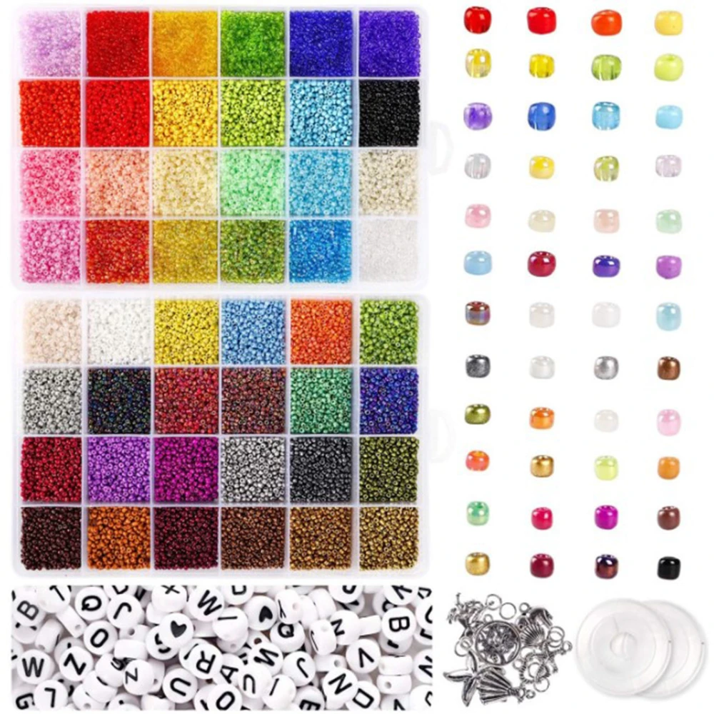 35000pcs Bracelet Making Kit with 10 Alloy Pendants 2 Storage Boxes DIY Handcraft Jewelry Making Beads Kit for Crafts