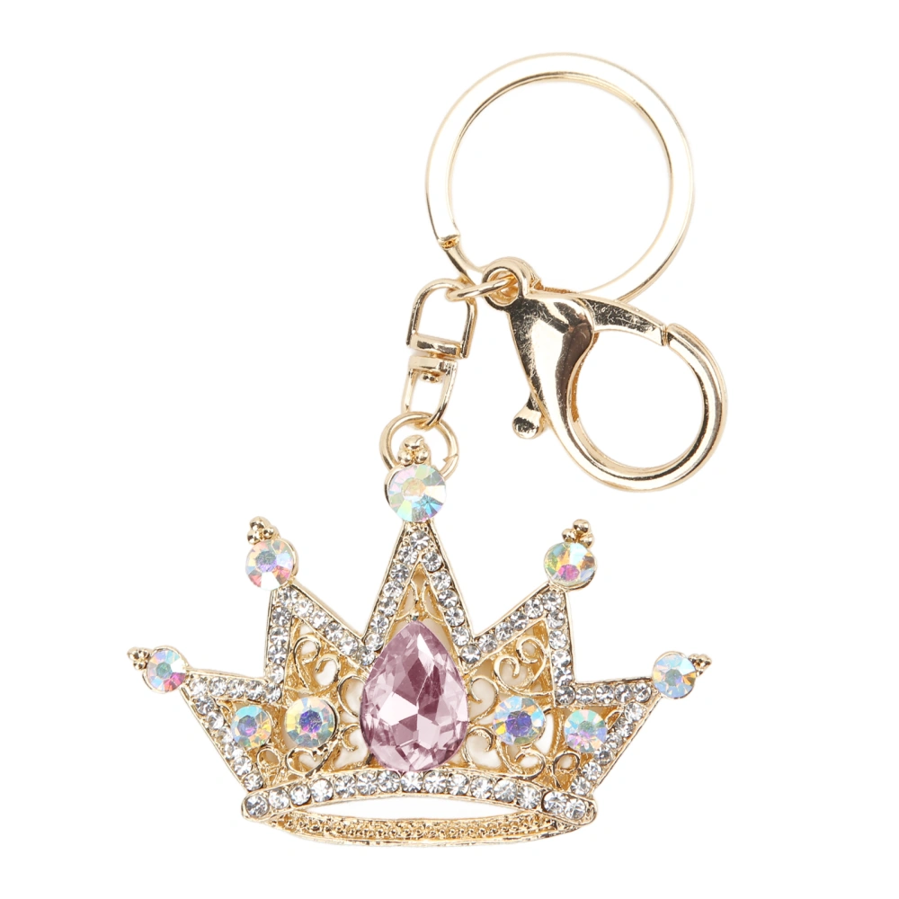 Rhinestone Keychain Crown Shape Shiny Exquisite Design Keychain for Car Pendant Bag OrnamentPink