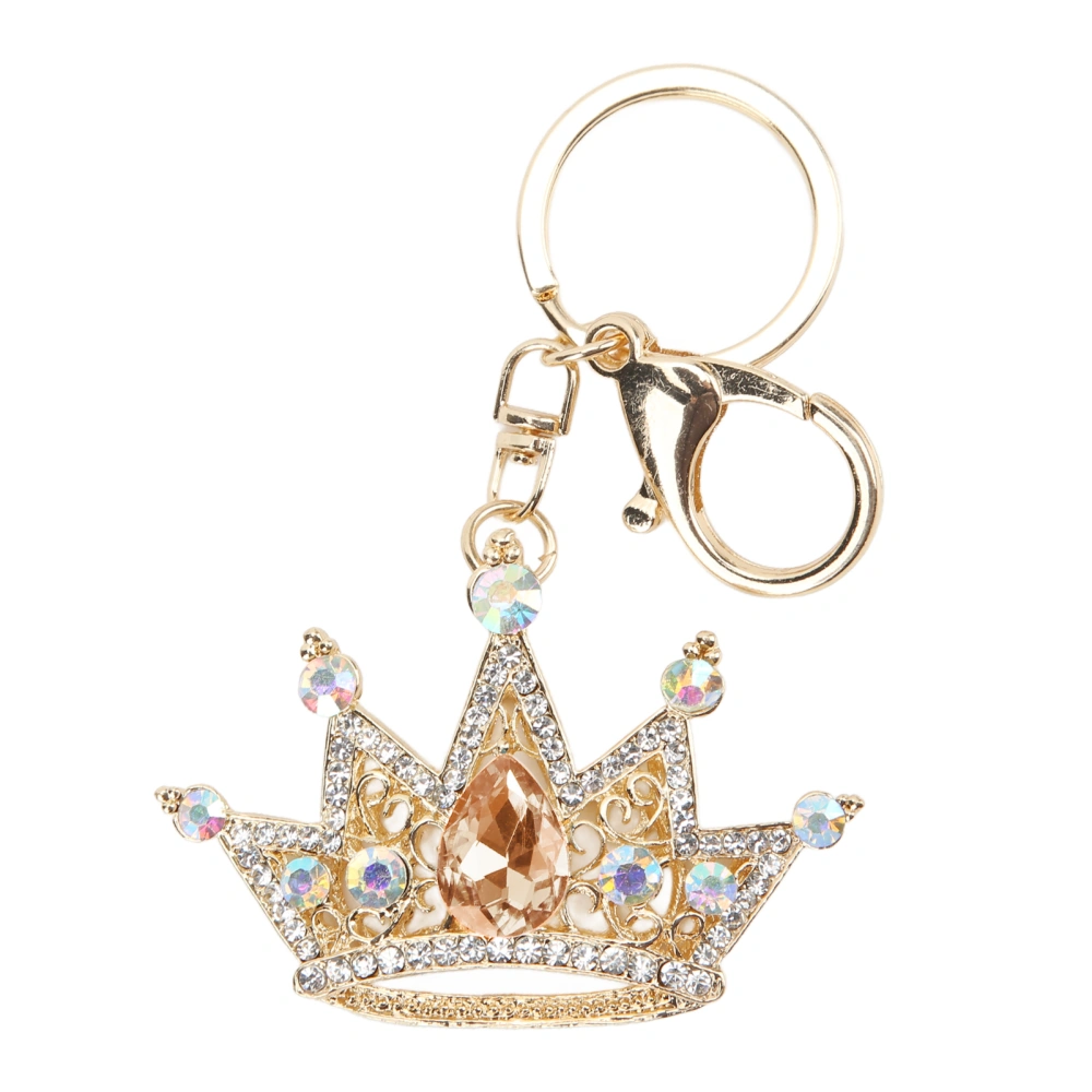 Rhinestone Keychain Crown Shape Shiny Exquisite Design Keychain for Car Pendant Bag OrnamentChampagne