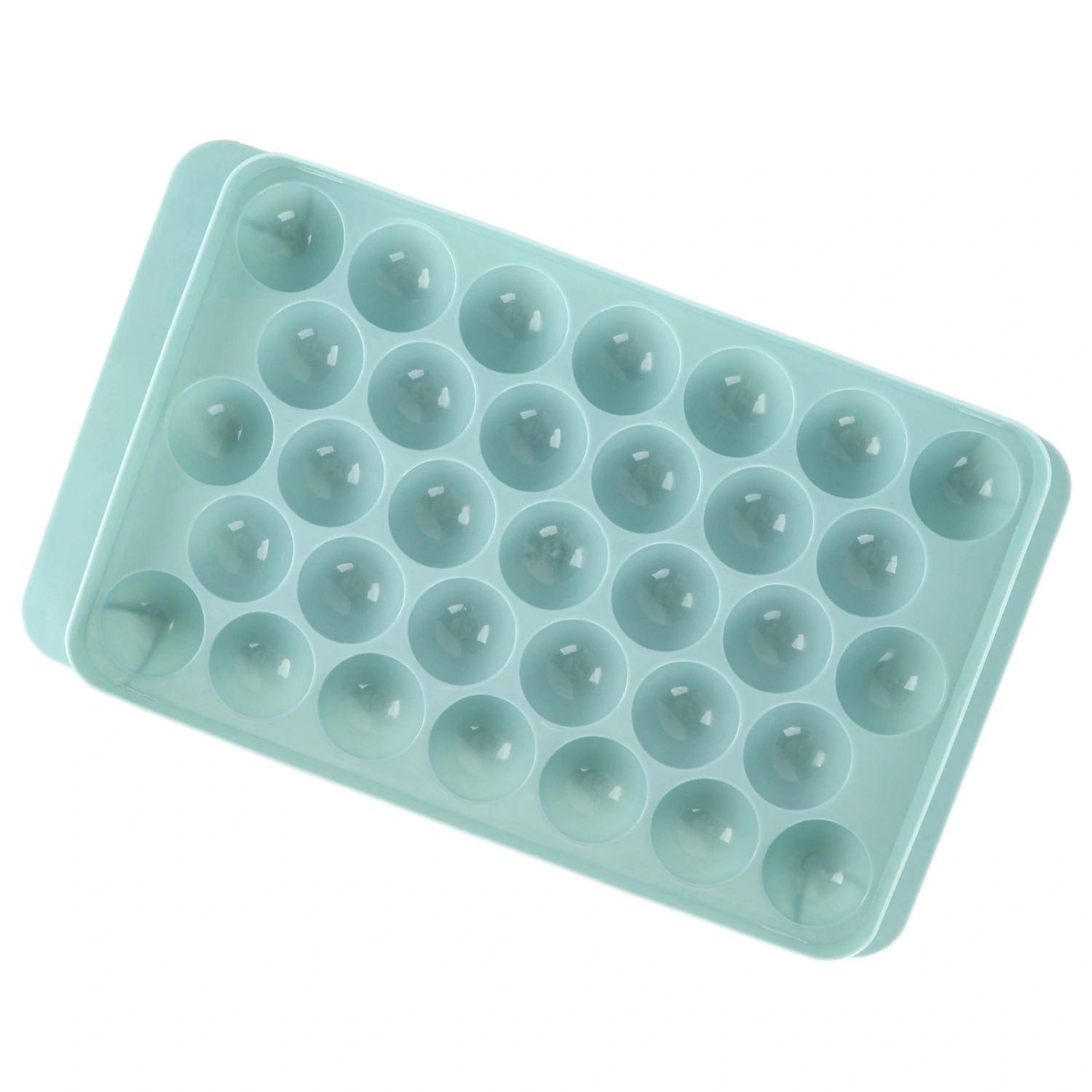 Ice Cube Tray Round 33 Grids Ice Cube Mold with Lid Food Grade PP Ice Ball Maker Mold for Office Refrigerator Blue