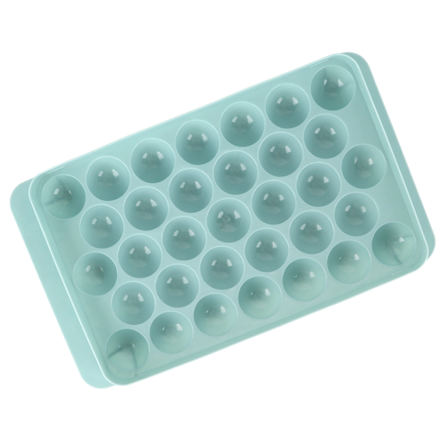 Ice Cube Tray Round 33 Grids Ice Cube Mold with Lid Food Grade PP Ice Ball Maker Mold for Office Refrigerator Blue