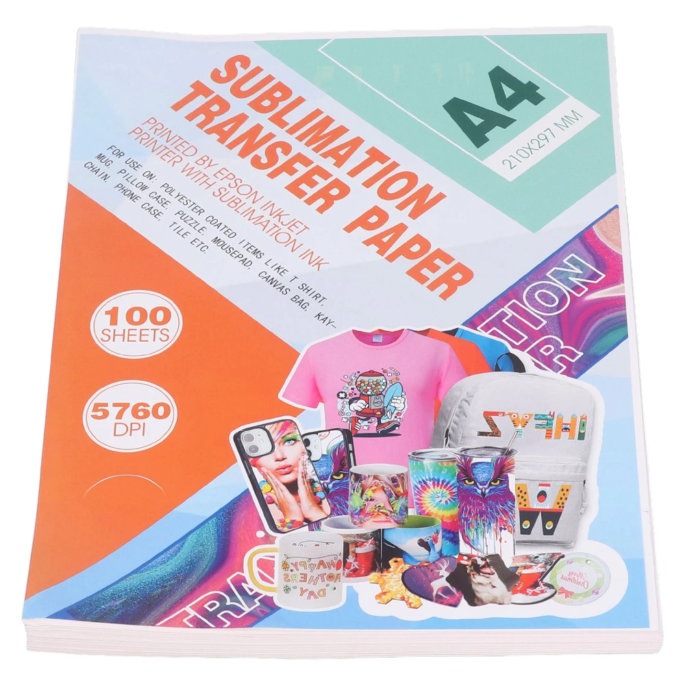 100PCS Heat Transfer Paper Standard A4 Thermal Sublimation Transfer Paper for Cup T Shirt