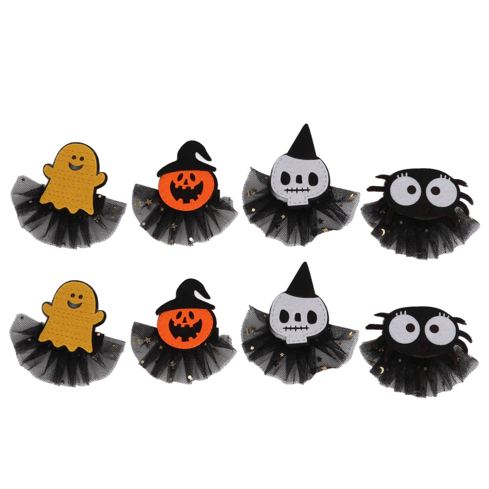 8pcs Halloween Hair Clips Spiders Skulls Ghosts Pumpkins Hair Accessories for Party Decoration