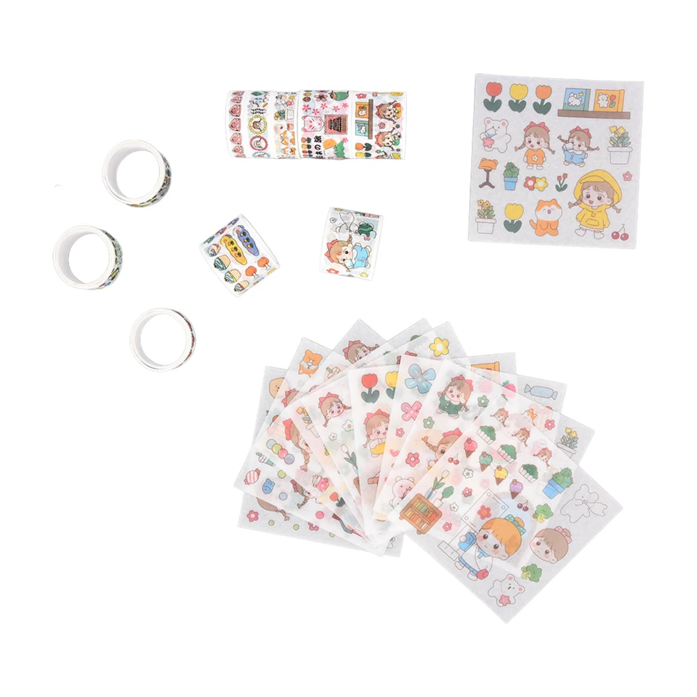 Washi Tape DIY Decoration Repeatedly Paste Leave No Marks No Cutting Washi Tape Set83195 Fat Curtilage