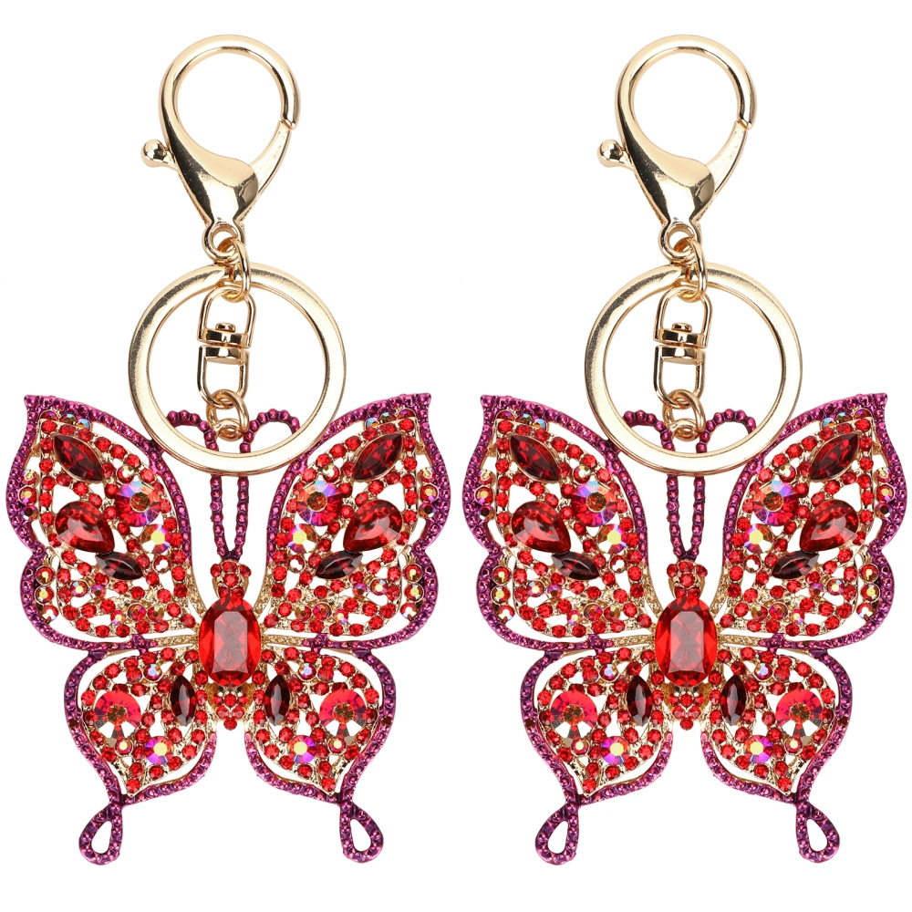 2Pcs Butterfly Keychain Styling Cute Creativity Pendant Craft Luggage Accessories