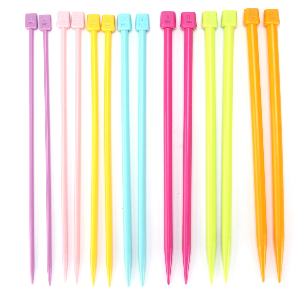 14 Pcs Knitting Needles Multicolour Portable 25cm Sweater Needle Plastic Weaving Tools for DIY Enthusiast