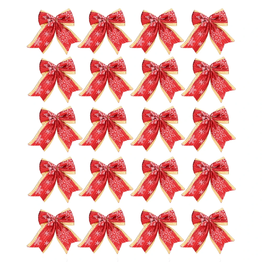 20Pcs Christmas Bows Durable Polyester Cotton Vibrant Colors Gold Edge Decorative Bows for Tree Window Box