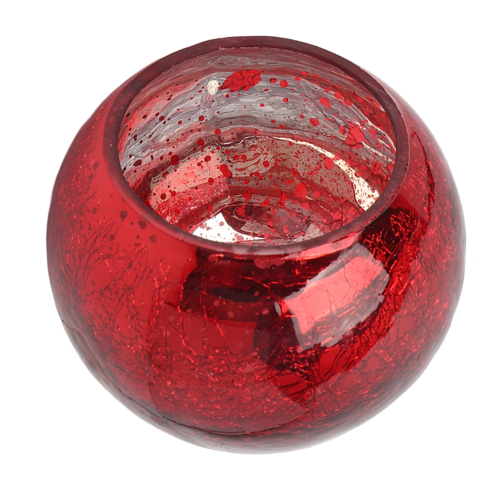 Round Glass Candle Holder Glass Tealight Votive Holder for Wedding Party Restaurant Home Decoration Red Ice Flower