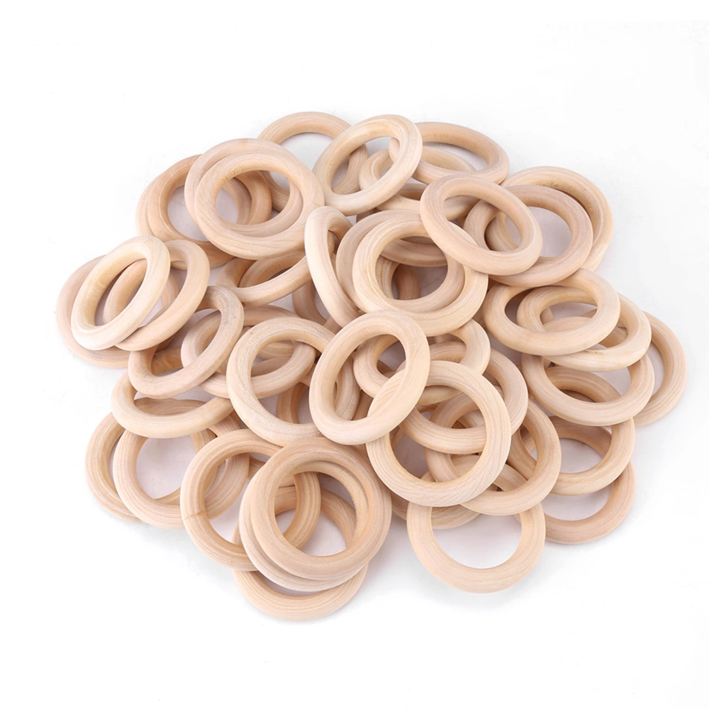 50pcs Unfinished Natural Wooden Round Rings DIY Wood Craft Circles