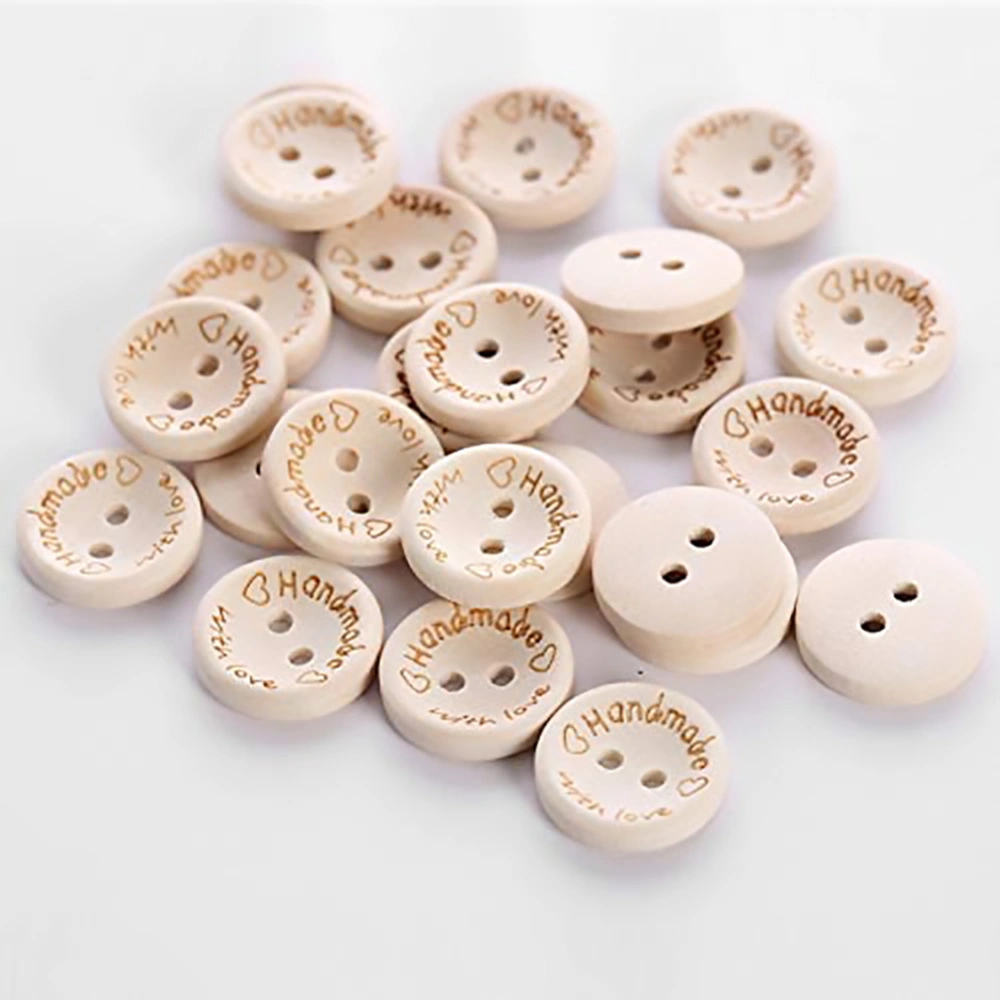 24pcs/lot 15mm Bowl Shape Decorative Pattern Wooden Buttons Sewing Diy Accessories