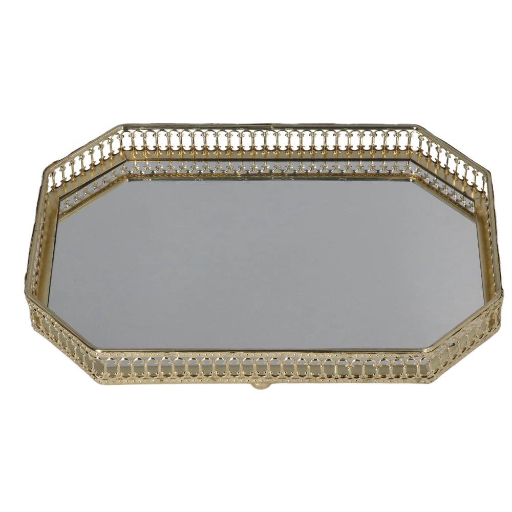 Mirror Tray American Style Iron Large Decorative Geometric Shape Side Makeup Tray for Bathroom Home