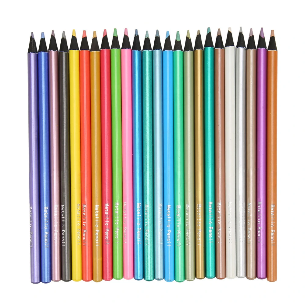 24pcs Colored Pencils 24 Color Metallic Wooden Barrel Coloring Pencils for Doodling Handbook Drawing