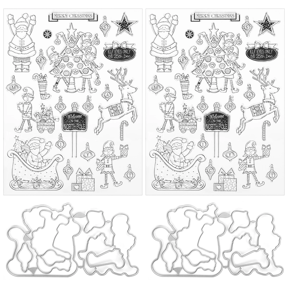 2 Sets Christmas Silicone Clear Stamp for Photo Albums Cards DIY Hand‑Made Decoration