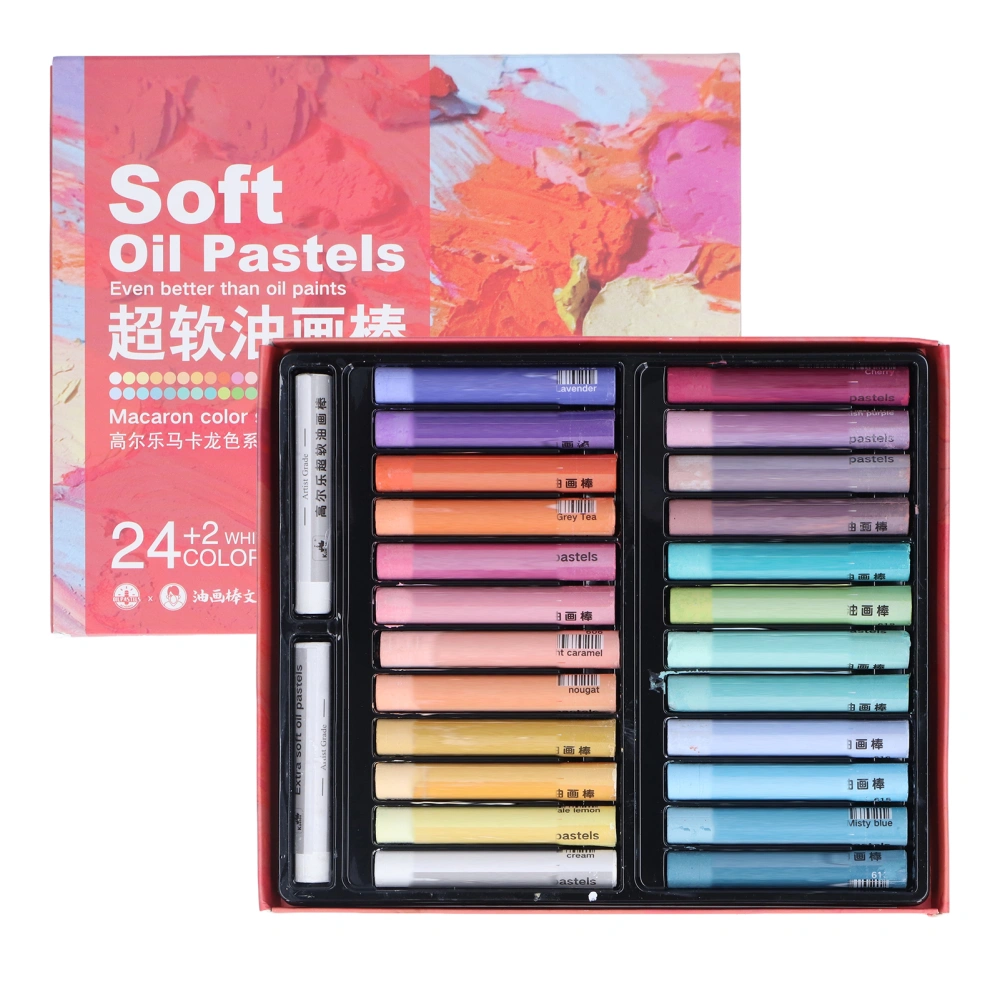 26pcs Oil Pastels 24 Colors Soft Creamy Safe Reliable DIY Interesting Art Accessories for Graffiti