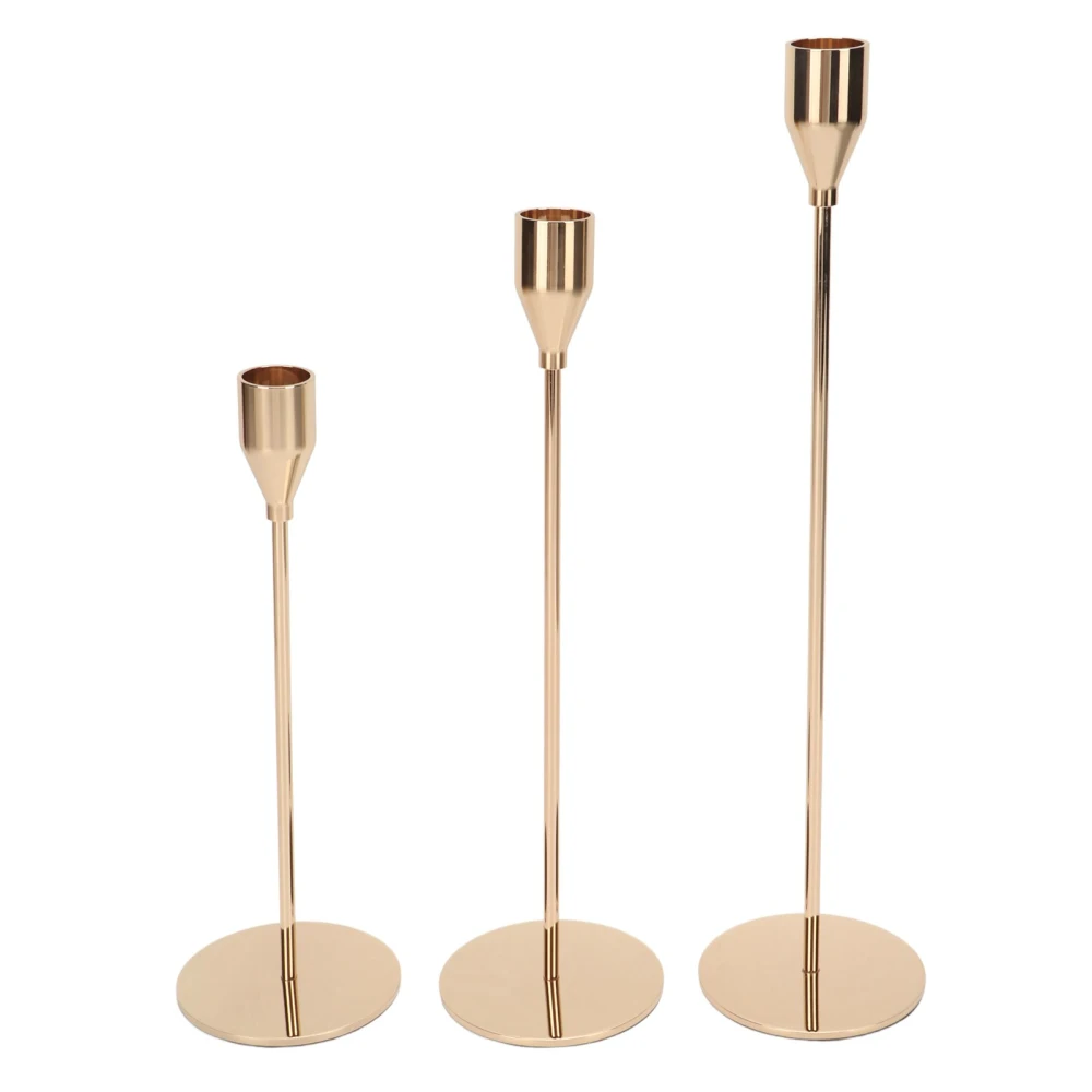 Metal Candle Holder Retro Exquisite High Gloss Gold Candlestick Holders for Table Decoration