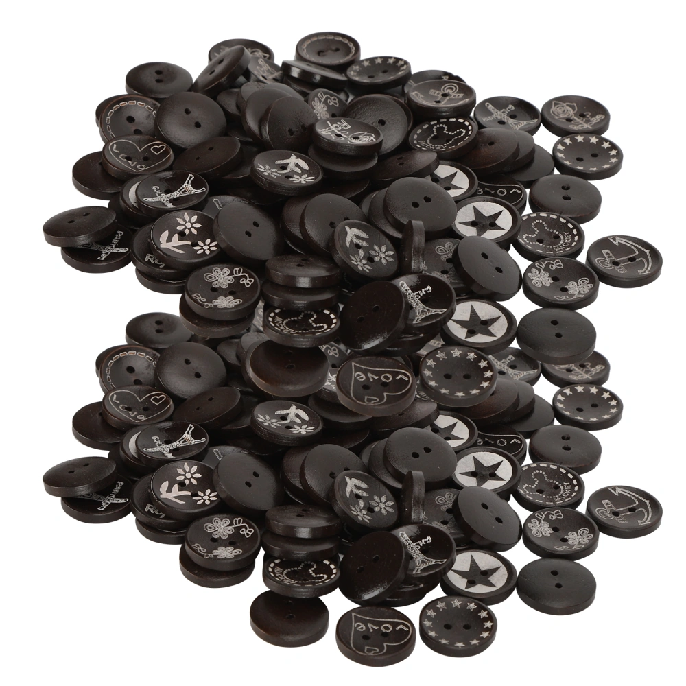 100Pcs Wooden Buttons 20mm 2‑Holes Bowl Shape Button DIY Sewing Accessory Dark Coffee