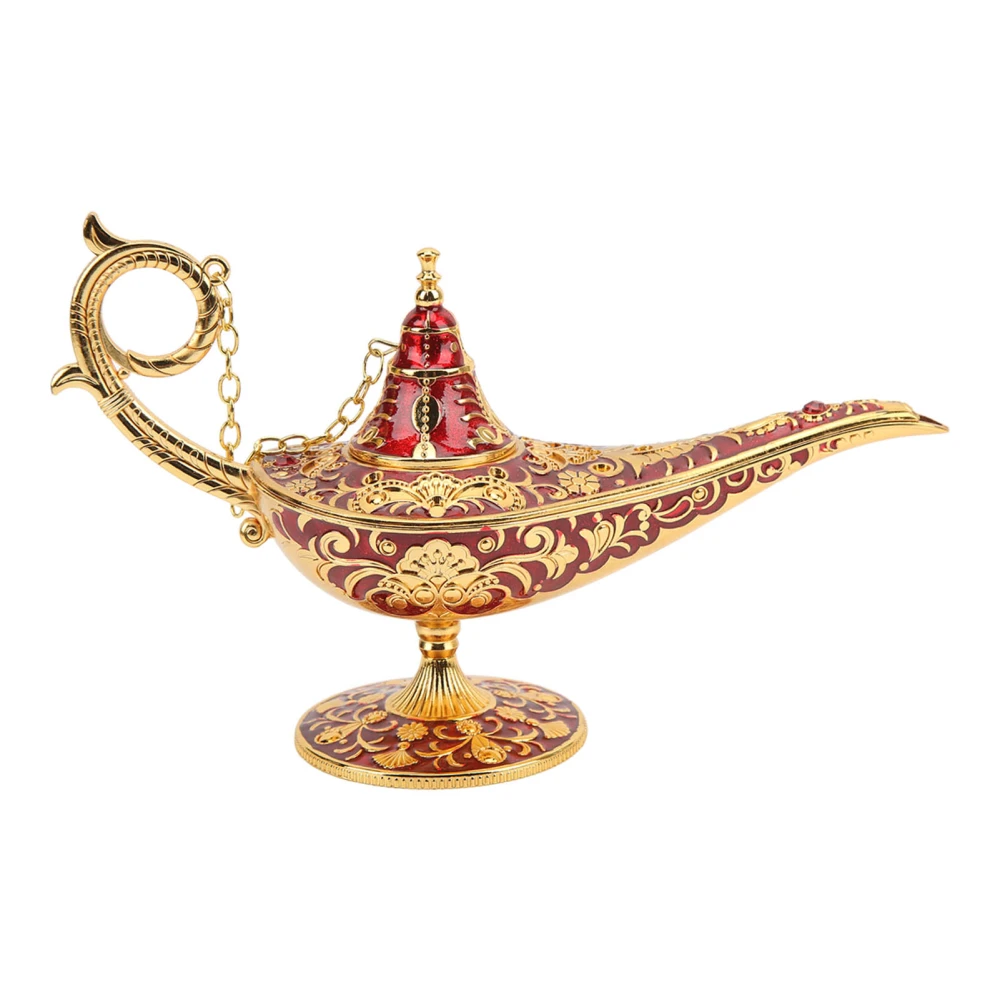 Magic Genie Lamp Red Zinc Alloy Antioxidant Fadeless Relief Pattern European Style Aladin Lamp for Home Decor