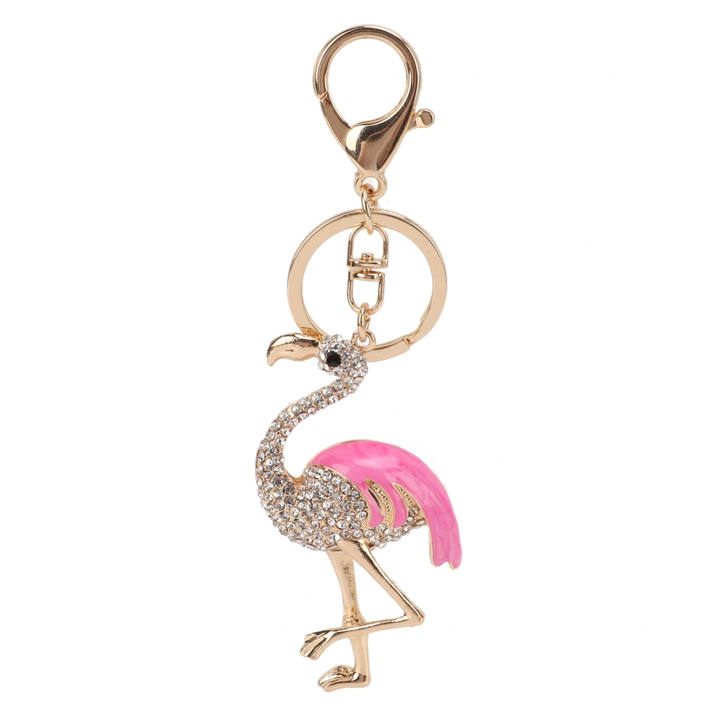 Rhinestone Keychain Flamingo Shape Vivid Shiny Stylish Pink Decorative Pendant Ornament Accessories