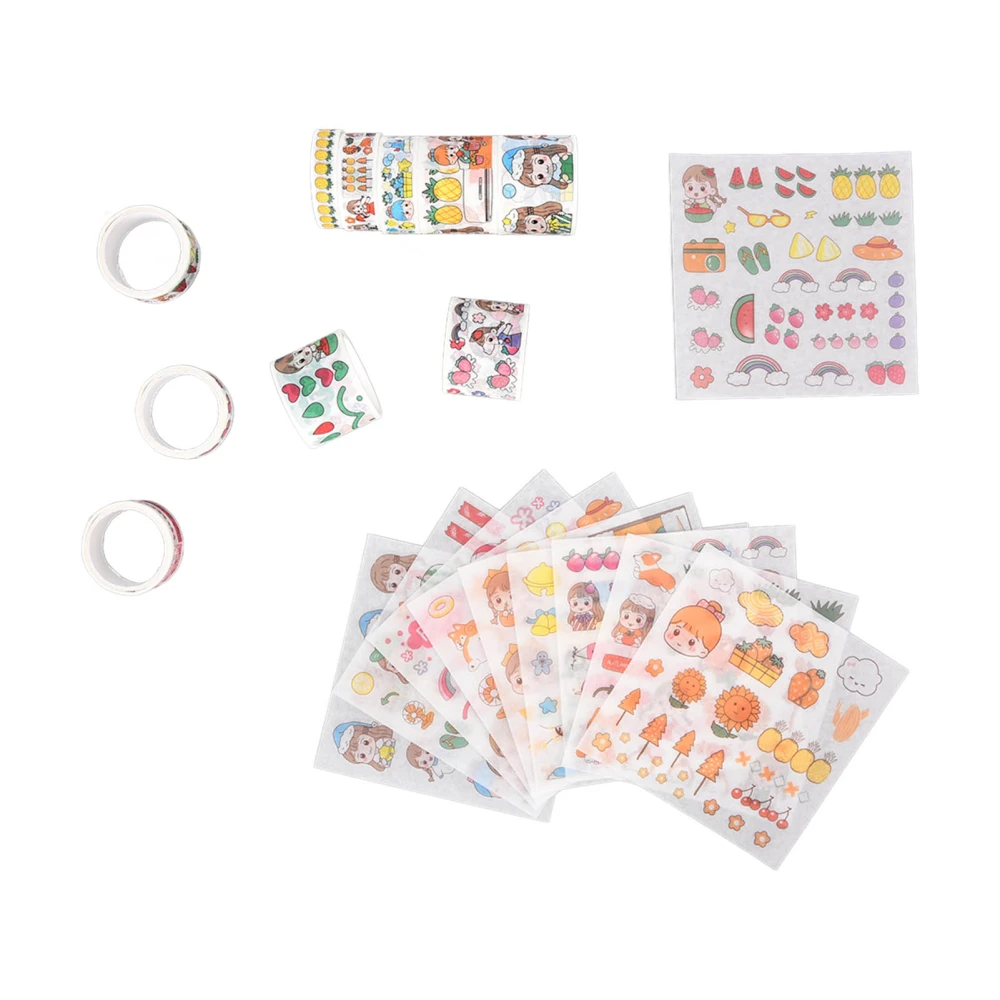 Washi Tape DIY Decoration Repeatedly Paste Leave No Marks No Cutting Washi Tape Set83197 Spring Summer Autumn Winter