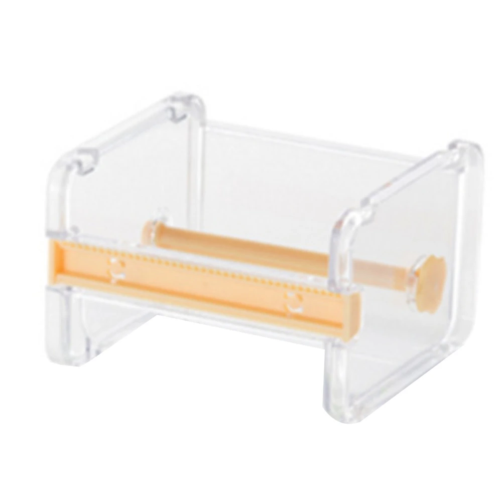 Washi Tape Dispenser Cutter Transparent 2 Serrated Bars ABS Plastic Stackable Tape Holder Dispenser for Storage Yellow