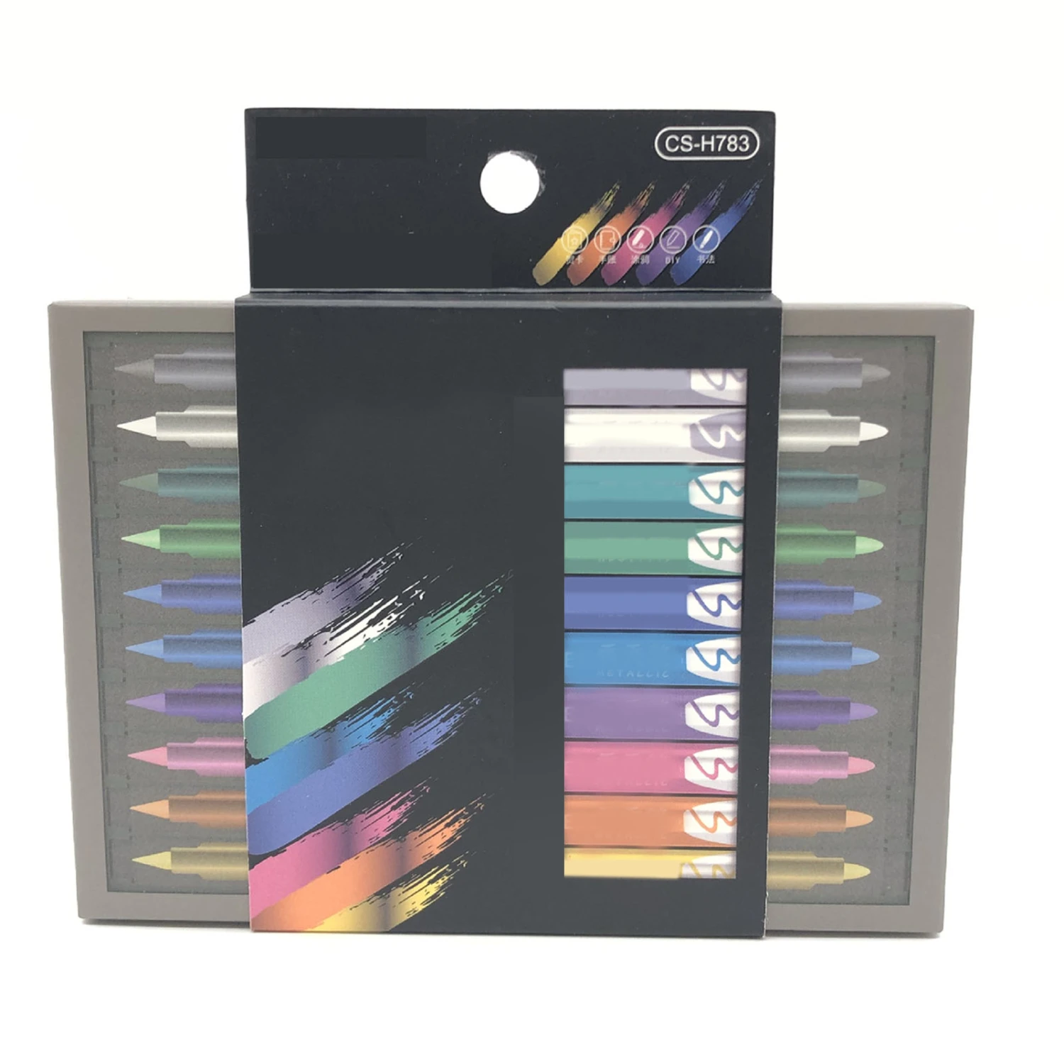 10pcs Dual Tip Watercolor Brush Markers 10 Metallic Color Dry Fast Watercolor Brush Pens with Plastic Shell