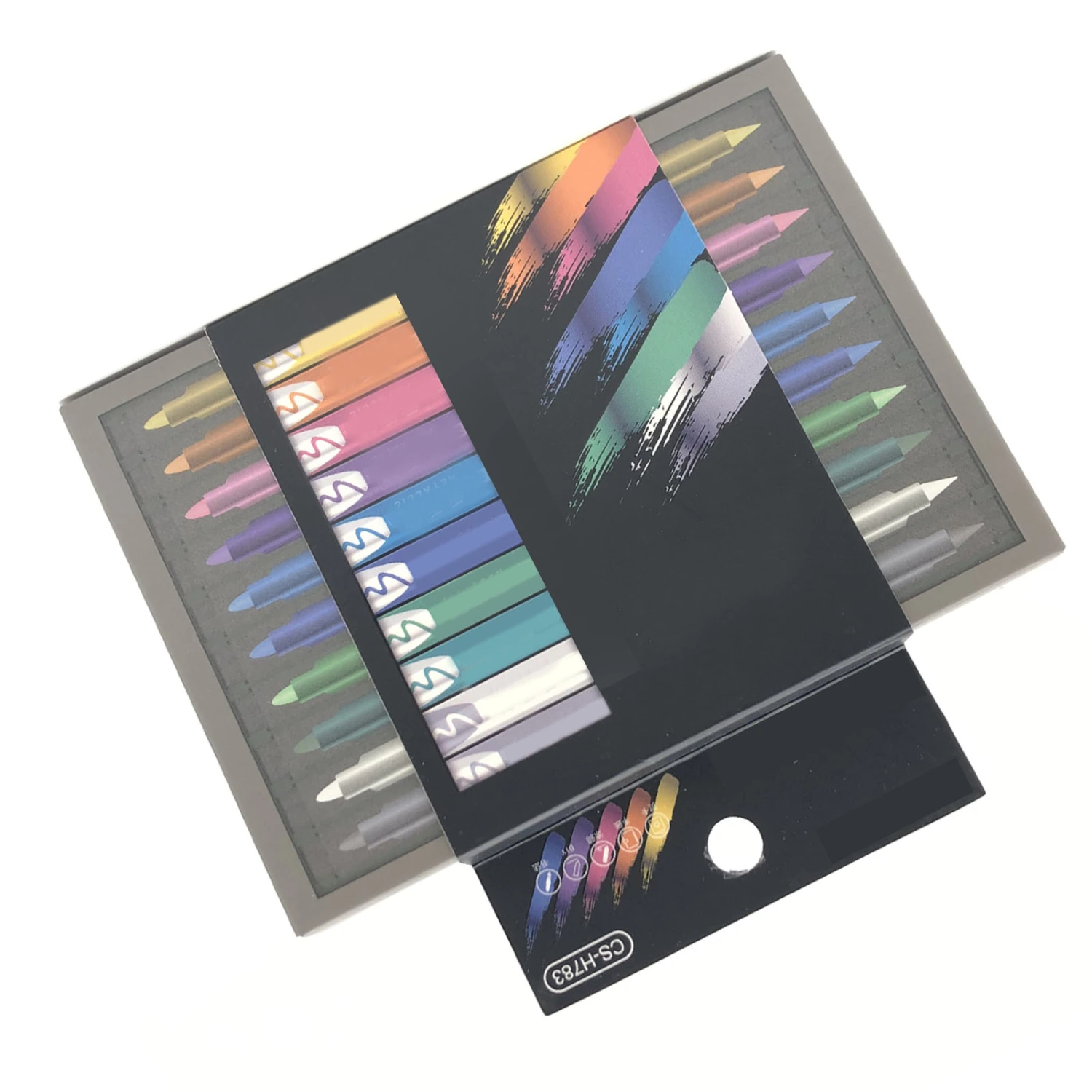 10pcs Dual Tip Watercolor Brush Markers 10 Metallic Color Dry Fast Watercolor Brush Pens with Plastic Shell