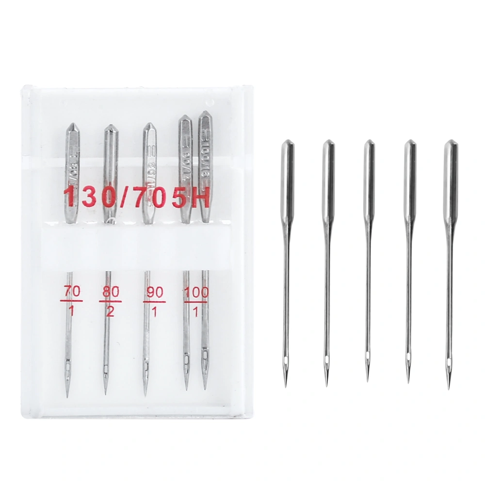 5Pcs Machine Needle Iron Material Flat Shank Regular Point Sewing Needle Replacement Kit