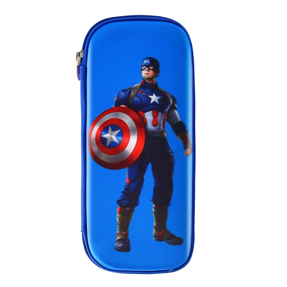 Pencil Bag Cute Cartoon Style Crush Resistant Metal Zipper Lightweight Portable Durable Large Capacity Large Pencil CaseBlue Captain America