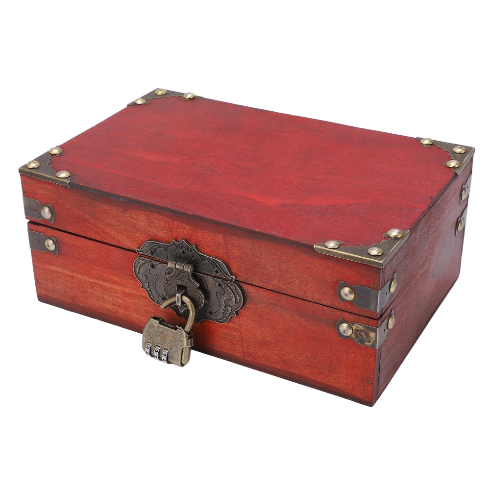 Wooden Treasure Chest Vintage Style Alloy Tipping Sturdy Durable Wide Application Vintage Jewelry Box for Storage Prop