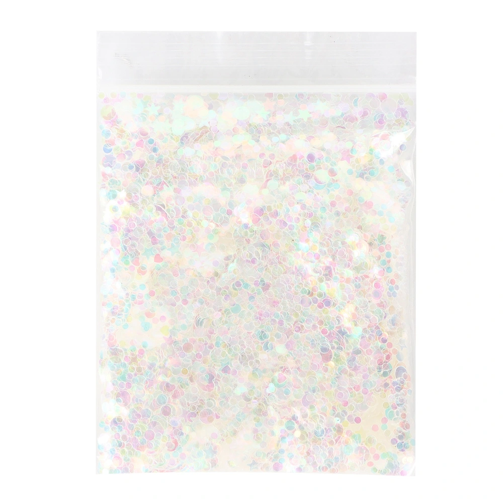 Glitter Confetti 10g LKYS‑022 White PET Color Round Hollow Sky Makeup Crafts Epoxy Gifts