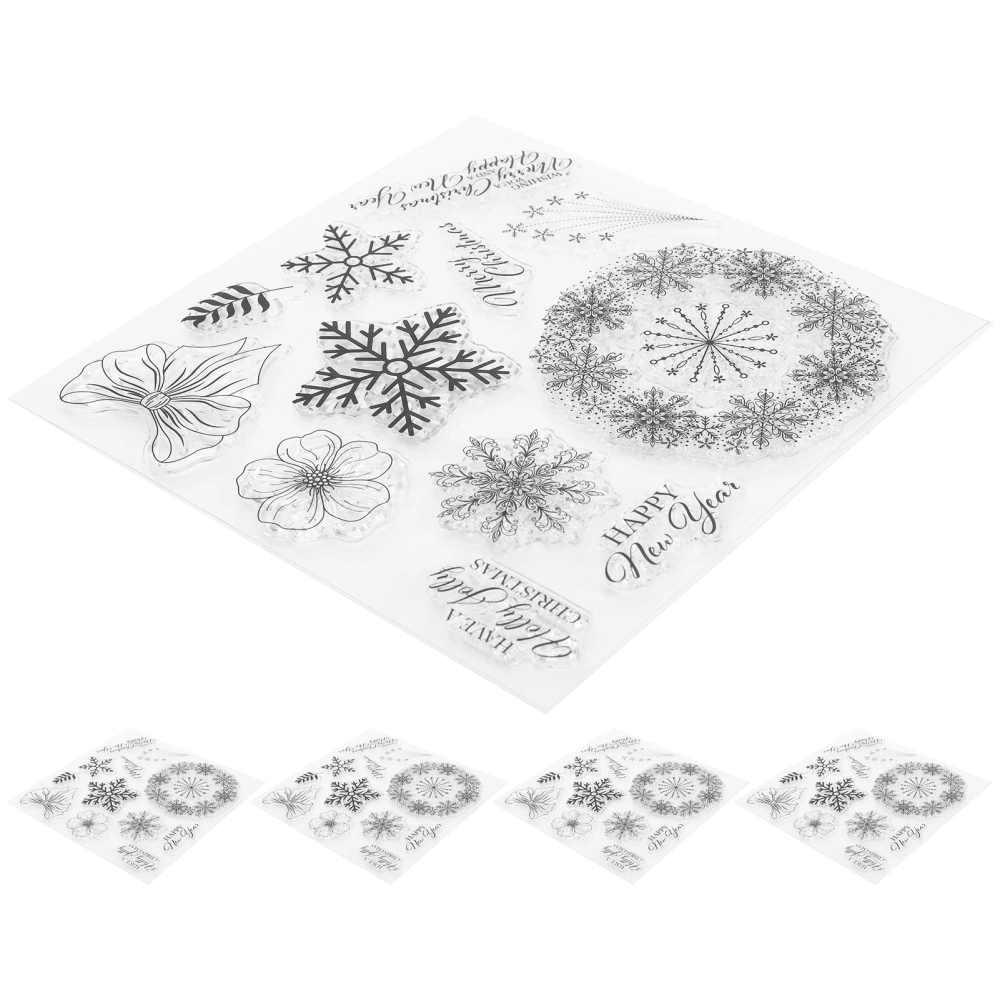 5Pcs Christmas Silicone Clear Stamp Snowflake Shape DIY Hand‑Made Decoration Accessories