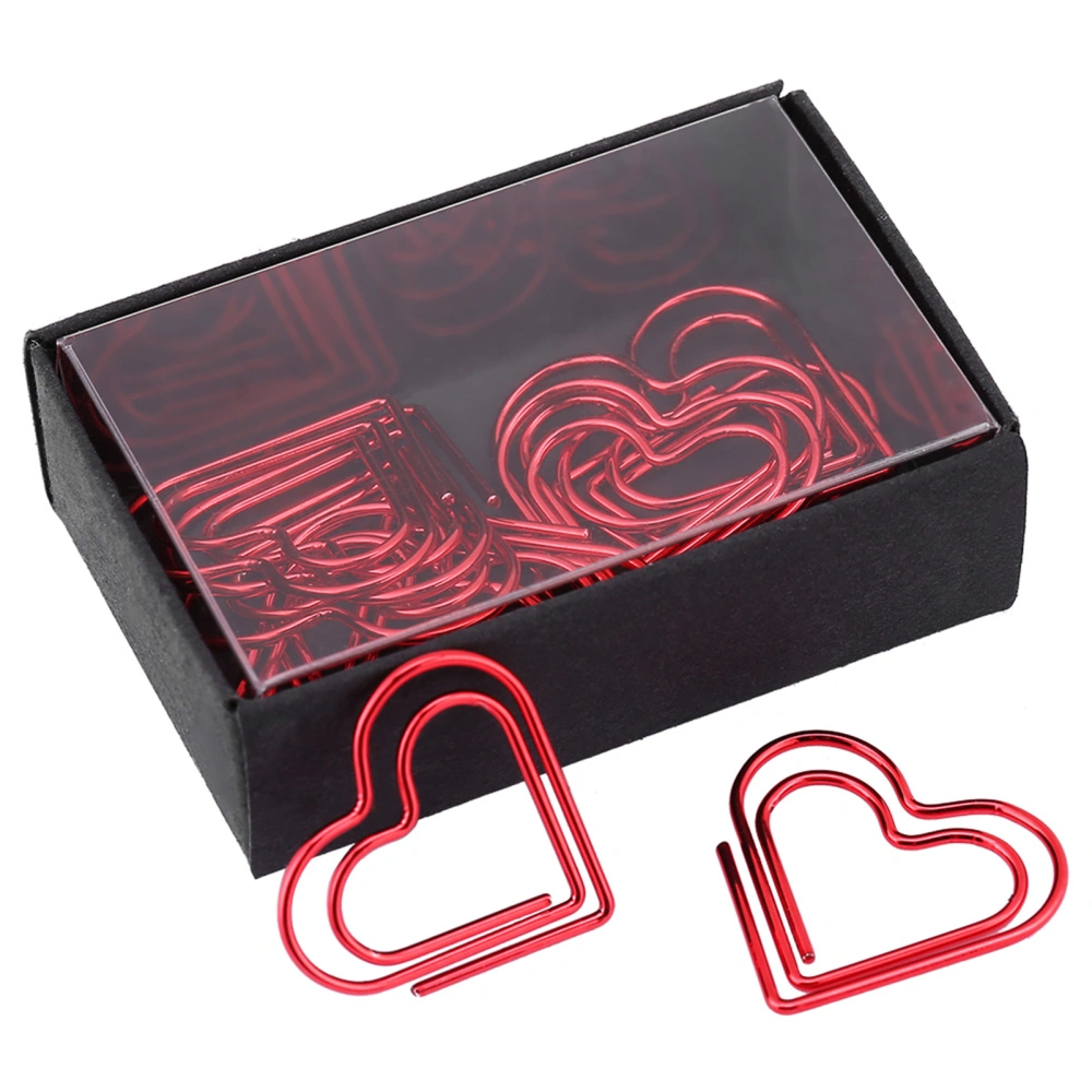 Heart Shape Paper Clips Bookmark Marking Document Organizing Clip Stationery Supplies (Red)