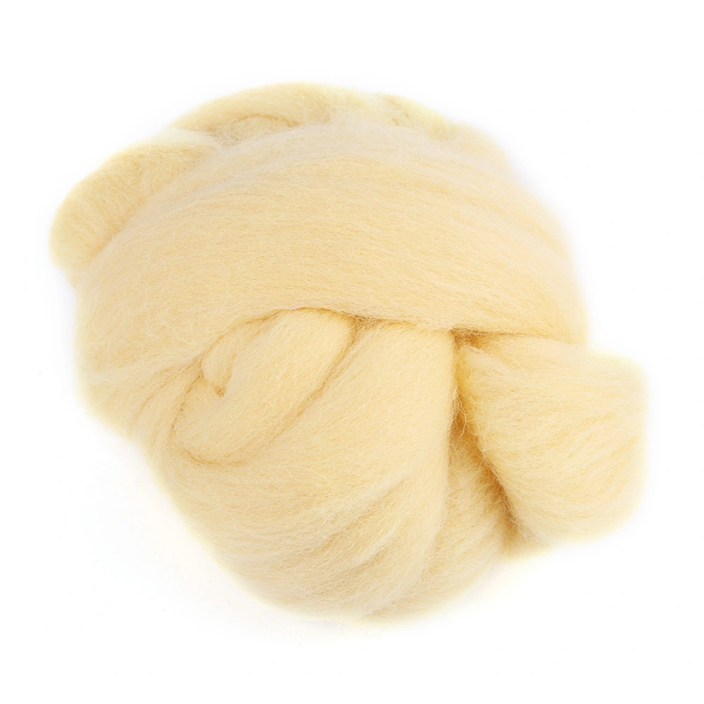 55g Colored Needle Felting Wool Roving Spinning Sewing Trimming Handiwork Material (Cream)