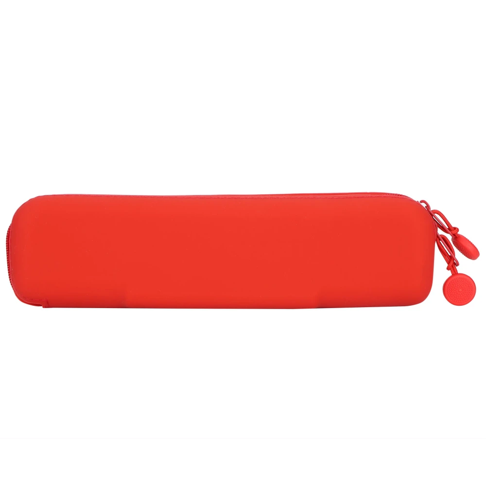 Mini Pen Silicone Storage Bag Travel Pencil Zipper Pouch for Cosmetic Makeup SuppliesRed