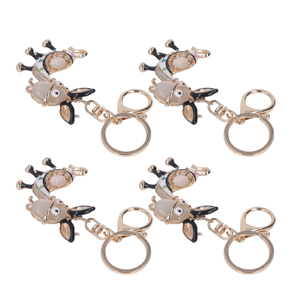 4 Pcs Keychain Cute Exquisite Shining Donkey Car Keyring Pendant Bag Accessories for Decoration