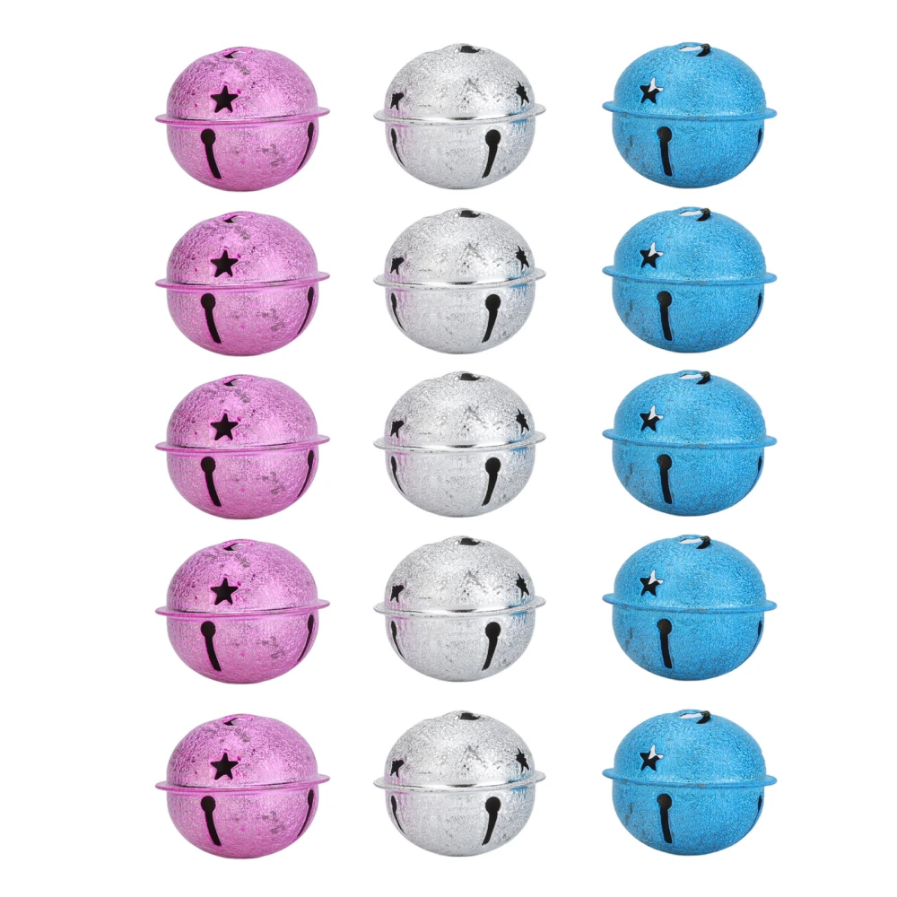 15Pcs Jingle Bells 1.6in Pink Blue White Strong Metal Bright Colors Widely Used Craft Bells for Keychain Bag Belt