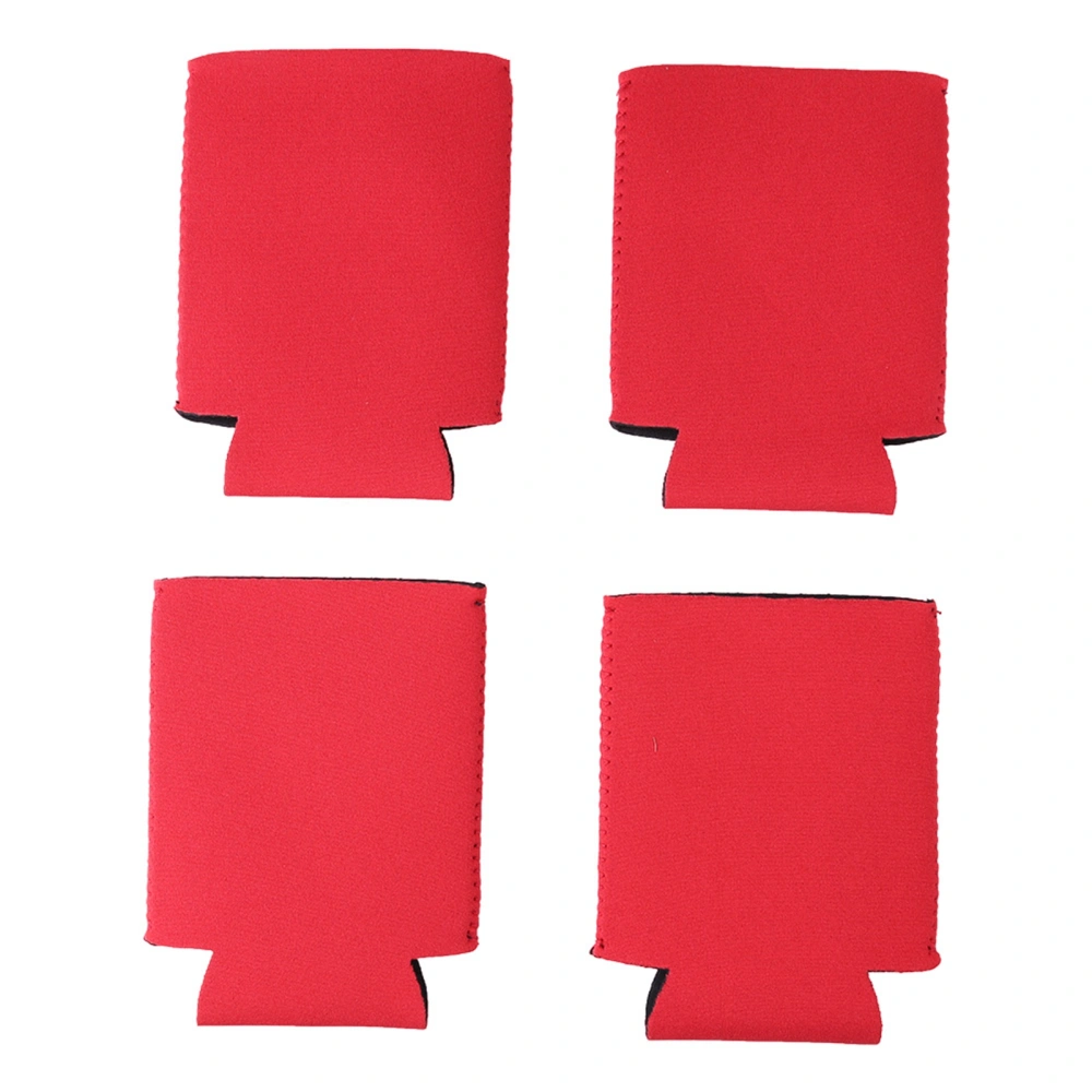 4pcs Neoprene Beverage Beer Can Insulator Collapsible Cans Cooler Sleeve Holder (Red)