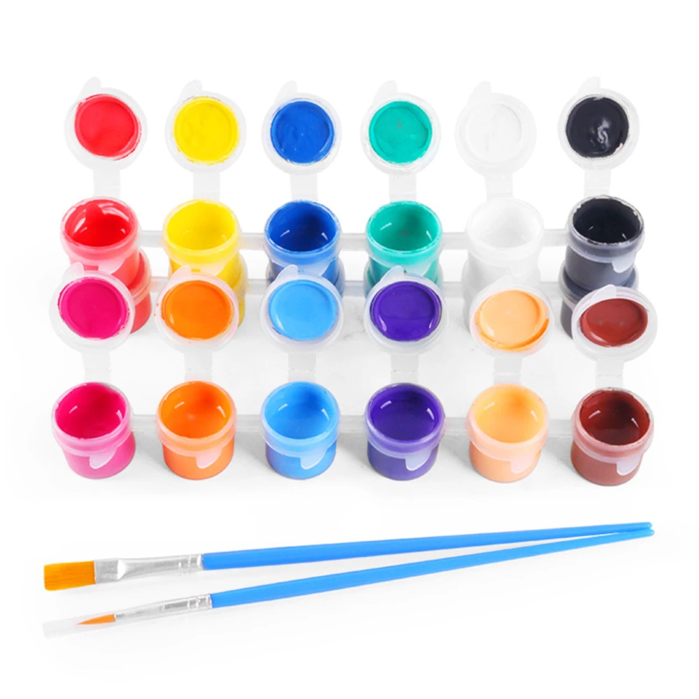 Acrylic Paint Kit with 12 Colors Acrylic Paints 2 Paint Brushes Strong Covering Power Acrylic Painting for Wall Painting