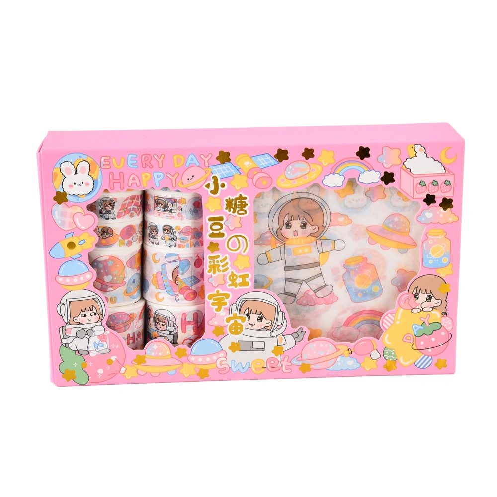 Hand Account Tape Sticker Cute Little Jelly Bean Tape Sticker Set Hand Account Decoration StickerRainbow Universe