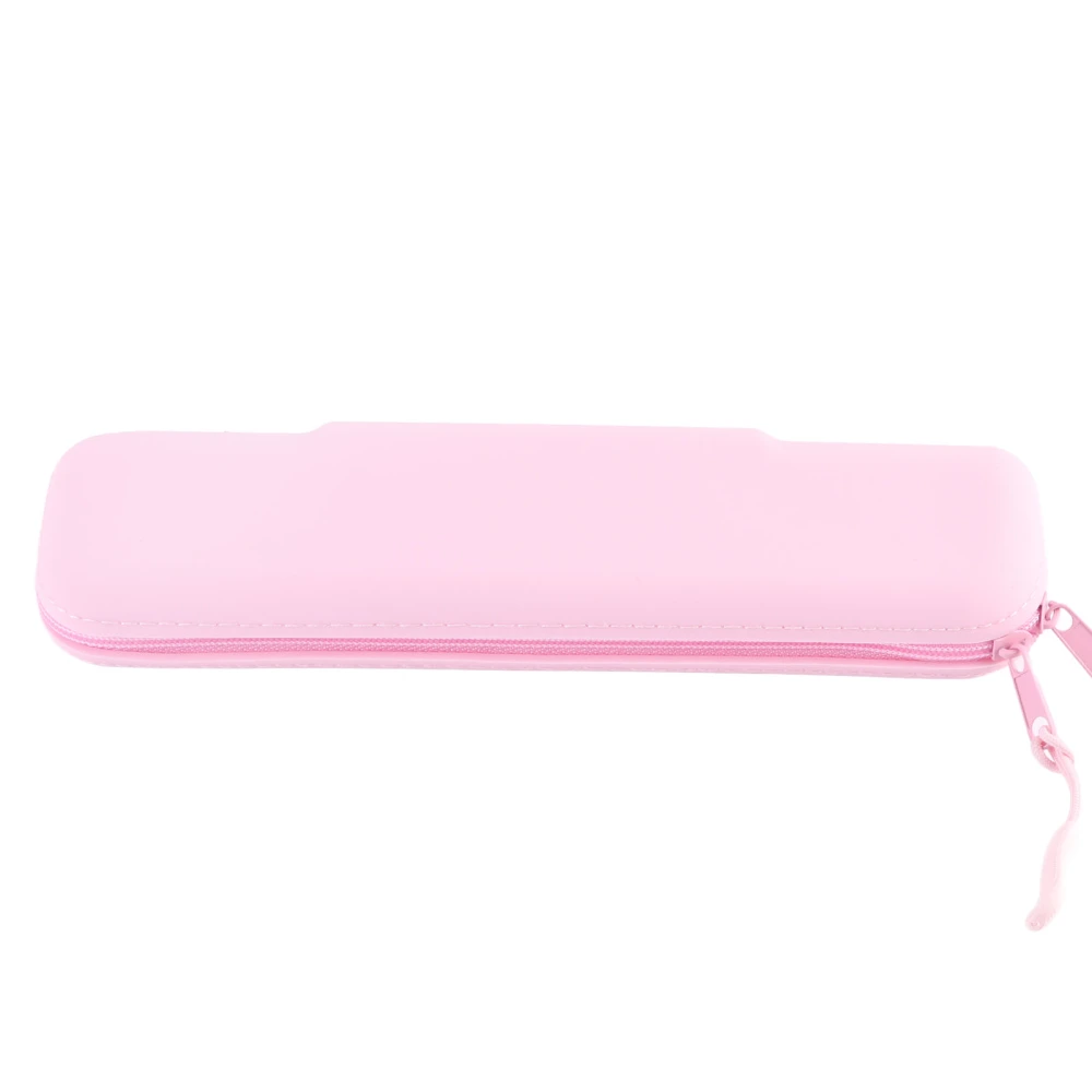 Mini Pen Silicone Storage Bag Travel Pencil Zipper Pouch for Cosmetic Makeup SuppliesPink