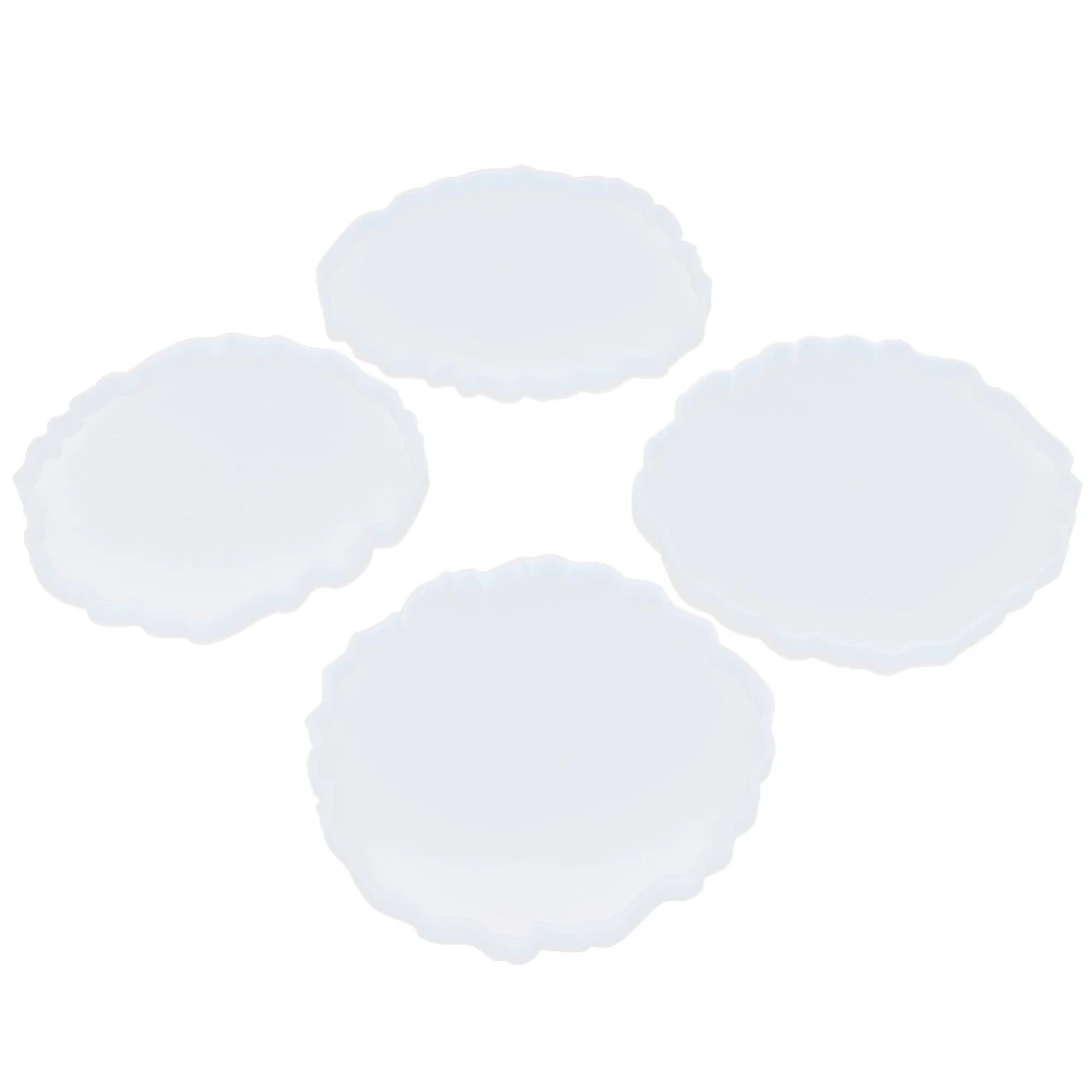 4Pcs Coaster Molds Silicone Combination Set DIY HandMade Crystal Epoxy Wavy Mirror Cloud Molds