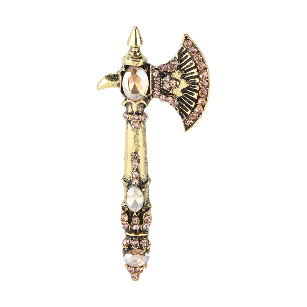 Brooch Rhinestone Axe Brooch Vintage Tomahawk Pin Christmas Brooches for Women GirlsGolden