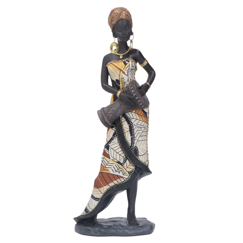 African Drum Statue Hand Crafted Lifelike Appearance Musician African Statues Resin African Statue for Shelf Office