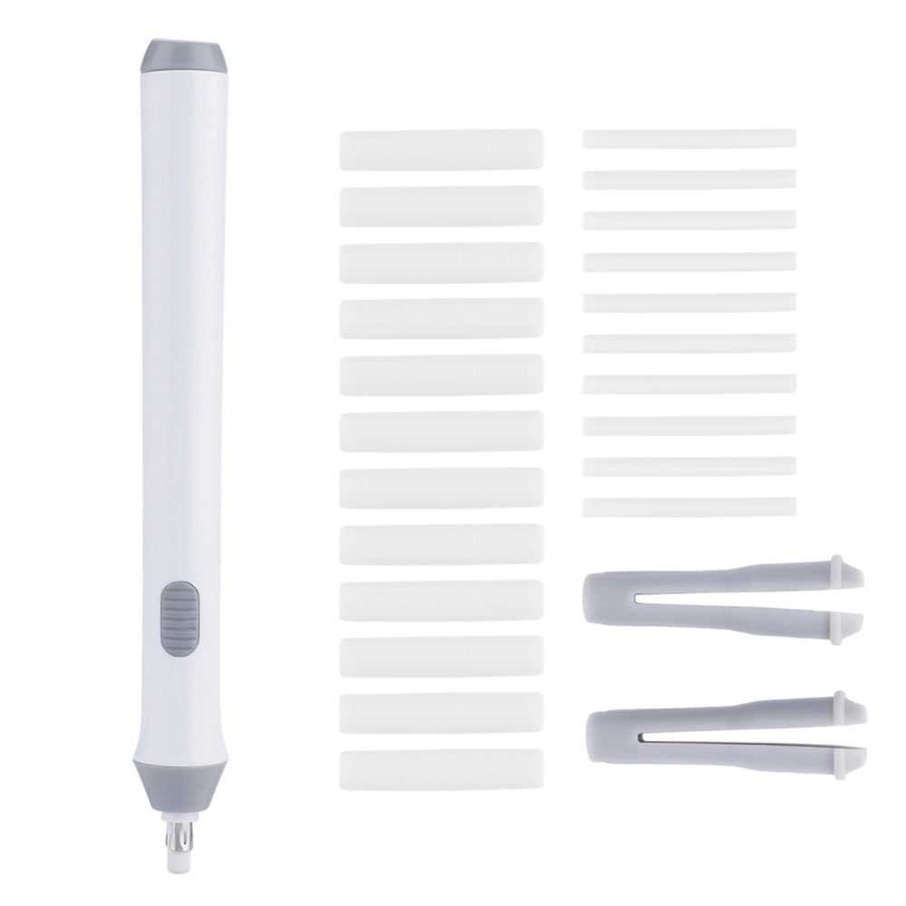 Tenwin Electric Battery Operated Automatic Pencil Eraser with 22 Eraser Refills (White)