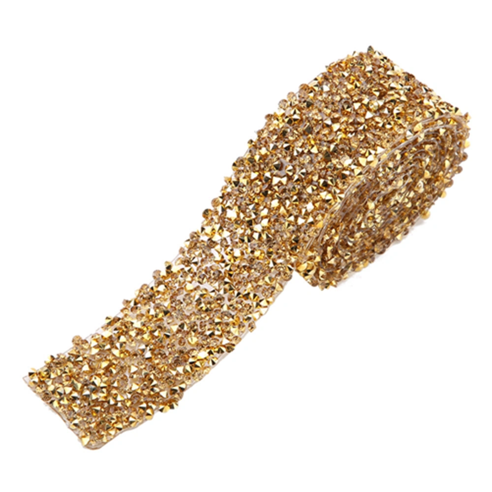 1yard 30mm Diamond Mesh Wrap Roll Sparkle Crystal Rhinestone Ribbon Decoration (Gold)