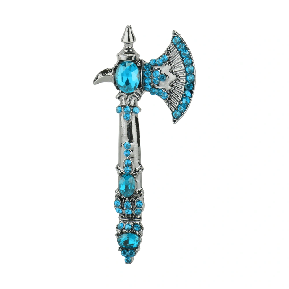 Brooch Rhinestone Axe Brooch Vintage Tomahawk Pin Christmas Brooches for Women GirlsBlue