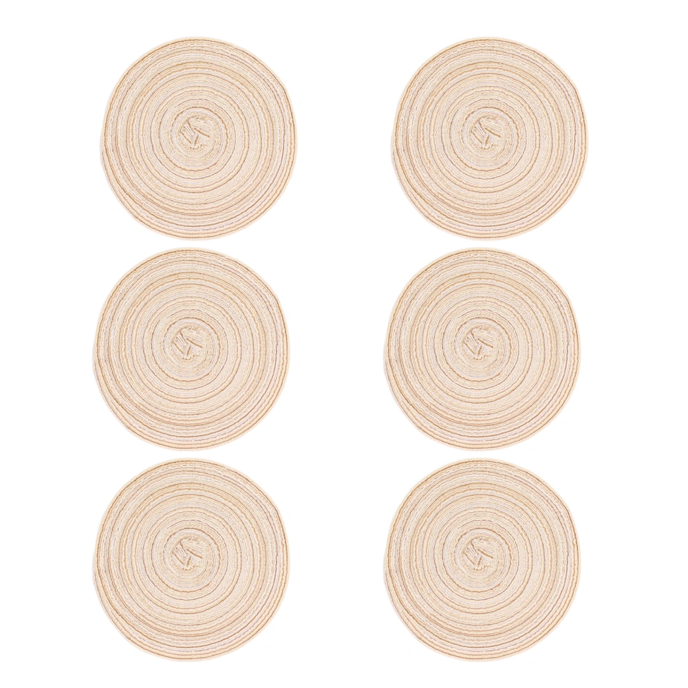 6Pcs Round Placemats Braid Heat Insulation Nonslip Stable Highly Durable Wide Application Place Mats for Home PartyBeige