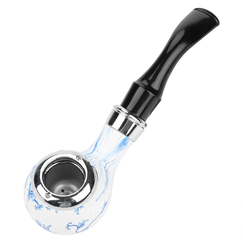 Blue and White Porcelain Wood Cigarette Cigar Tobacco Pipe Smoking Accessory